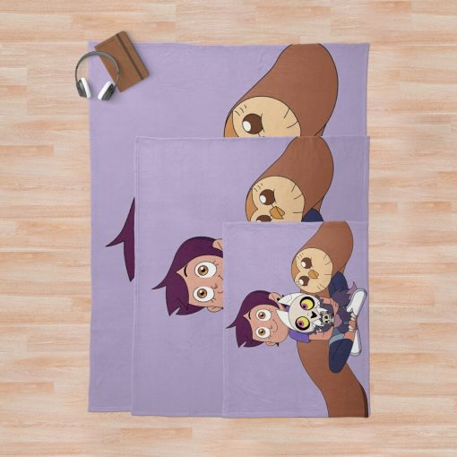 Luz, Hooty And King | The The Owl House Throw Blanket Official The Owl House Merch